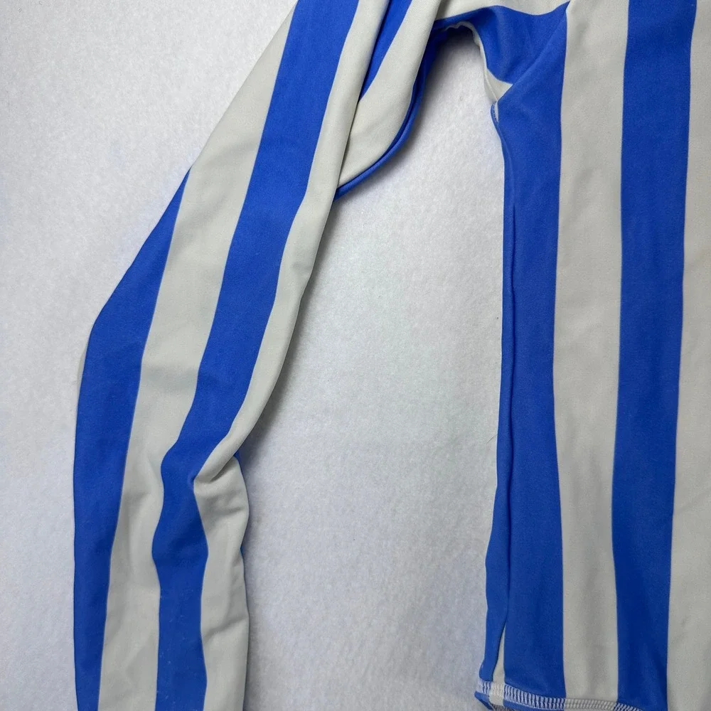 Crewcuts Girls Rash Guard Swimsuit Striped Long Sleeve UPF 50+ Blue Size 10 NWOT
